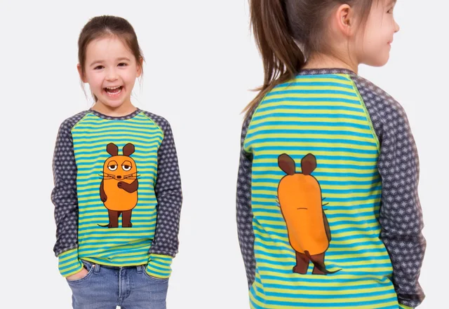 Schnittmuster Kindershirt mit Sendung mit der Maus-Stoffen Schnittmuster Kindershirt mit Sendung mit der Maus-Stoffen