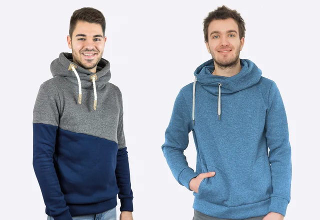 Schnittmuster Männer Hoodie mit Wickelkapuze