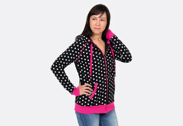 pattern hooded jacke dots sewing instruction black