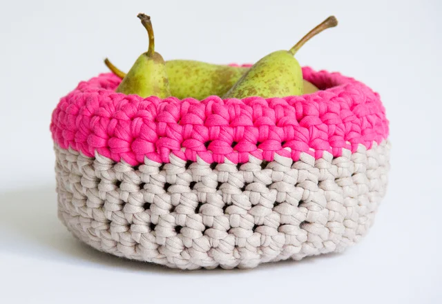 Häkelkorb aus Jerseygarn