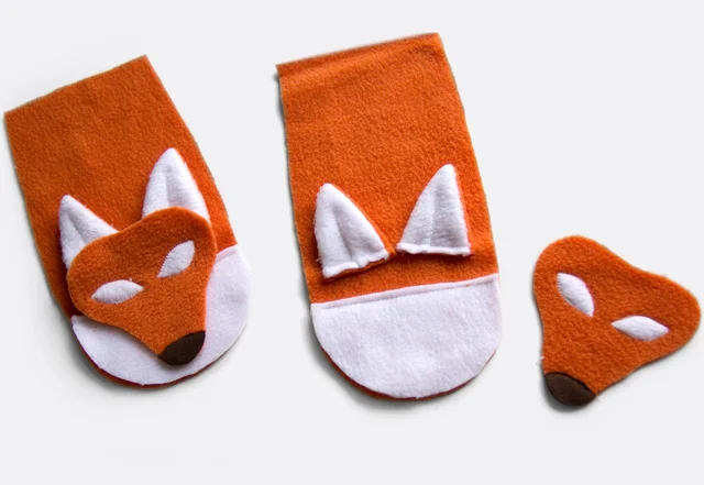 Nähanleitung mit kostenlosem Schnittmuster Fuchshandschuhe Fuchsgesicht zusammenstellen