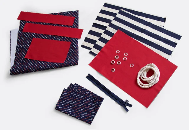 Nähanleitung gratis Shopper mit Aussentasche Materialien