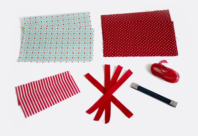 Nähanleitung Schnittmuster gratis Tasche mit Federverschluss Stoffe und Zutaten