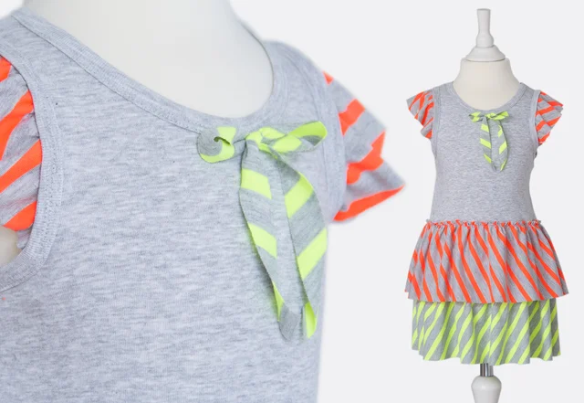 Neon Kinderkleid aus Jerseyresten