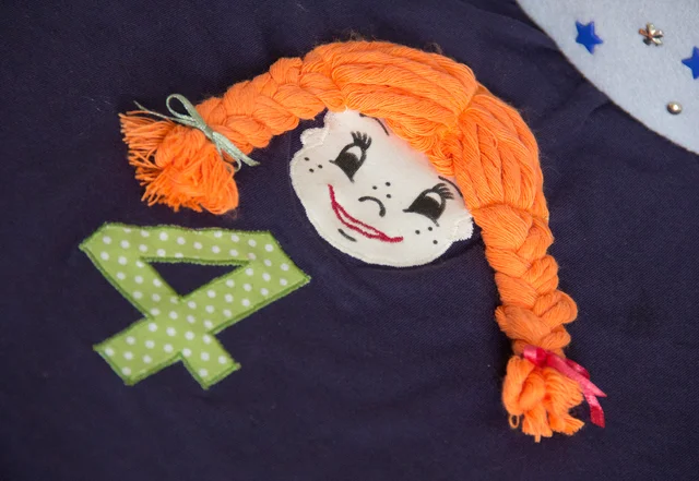 Pippi Lanhstrumpf Appilkation für Kindershirt