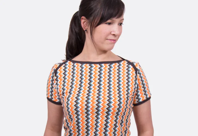 Schnittmuster Shirt mit U-Boot Ausschnitt nähen lernen Schnittmuster Shirt mit U-Boot Ausschnitt nähen lernen