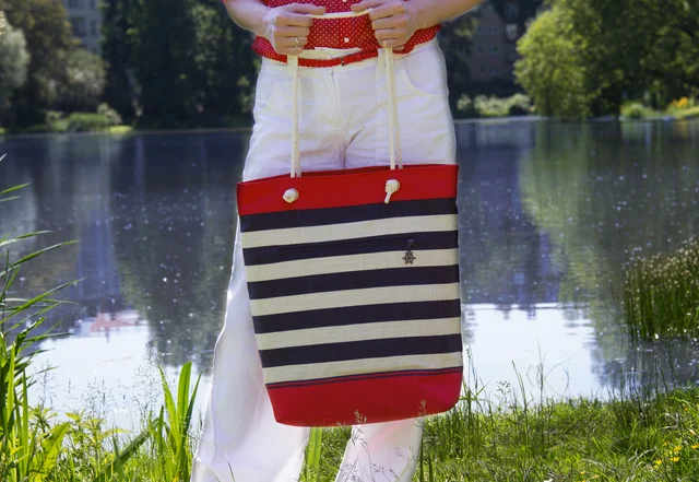 Schnittmuster gratis Shopper mit Aussentasche Wendetasche Einkaufsbeutel