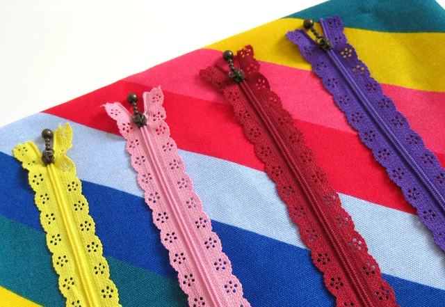 Spitzen-Reißverschluss und Canvas Stoff