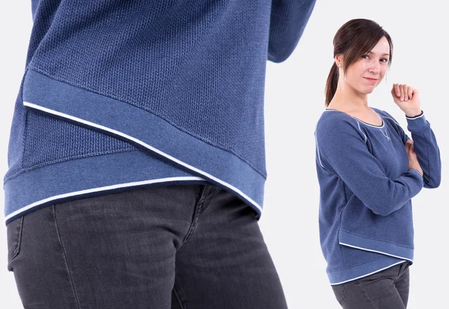 Fake-Wickelsaum Schnittmuster kostenlos Damenraglanshirt nähen lernen