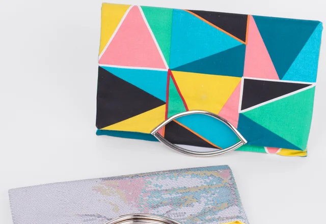 Geo-Clutch Pailletten-Handtasche mit Nähanleitung nähen Geo-Clutch Pailletten-Handtasche mit Nähanleitung nähen