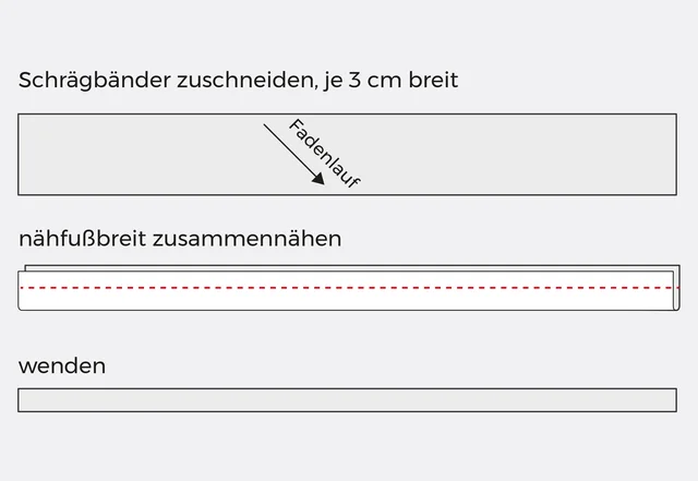 Nähanleitung Doppelträger Tunnel nähen: Schrägbänder zuschneiden Nähanleitung Doppelträger Tunnel nähen: Schrägbänder zuschneiden