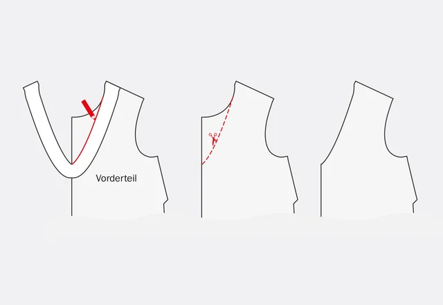 Nähanleitung V-Ausschnitt an Vorderteil übertragen