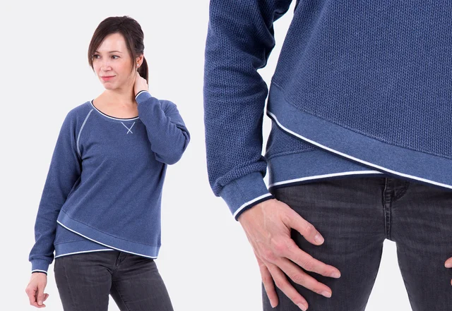 Nähanleitung Shirt mit Wickelsaum nähen mit kostenlosem Schnittmuster