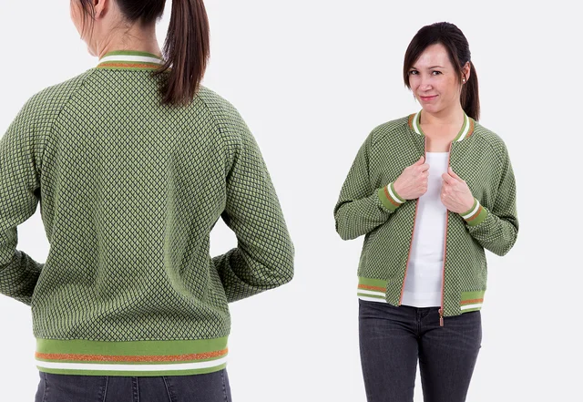 Nähideen College-Jacke Blouson mit Retro-Bündchen vernähen