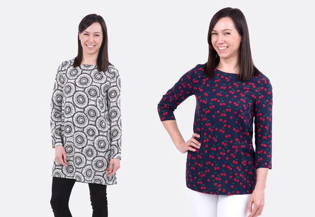 Schnittmuster-Kombi Bluse und Kleid mit Nähvideo nähen lernen