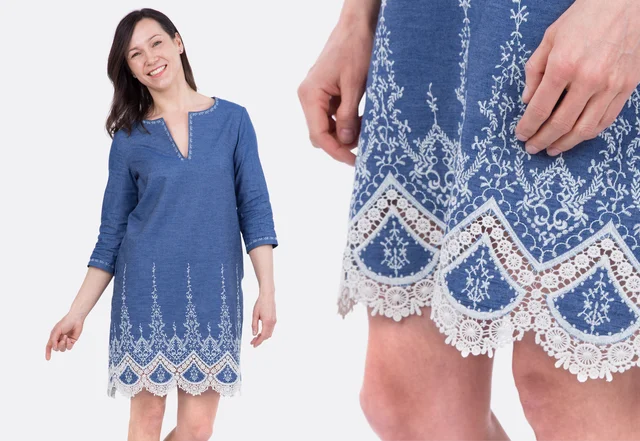 Schnittmuster Bluse Allie zum Kleid verlängert