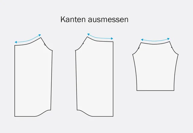 Schnittmuster Bluse Carmenausschnitt Kanten ausmessen