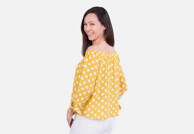 Schnittmuster Bluse Carmenausschnitt Rückansicht