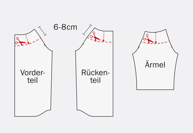 Schnittmuster Bluse Carmenausschnitt Schnitt anpassen