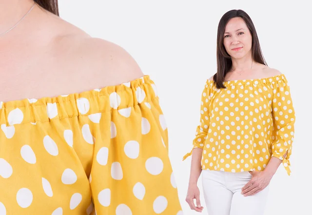Schnittmuster Carmen-Bluse mit Carmenausschnitt mit Nähanleitung