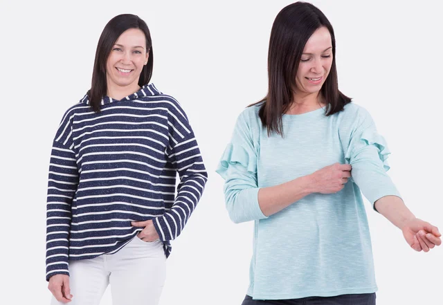 Schnittmuster Oversize Shirt-Pullover mit Volant-Ärmeln DIY selber nähen Schnittmuster Oversize Shirt-Pullover mit Volant-Ärmeln DIY selber nähen