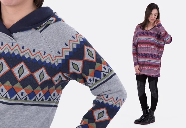 Schnittmuster Sweatkleid und Oversized-Shirt Ethno-Stoffe Schnittmuster Sweatkleid und Oversized-Shirt Ethno-Stoffe