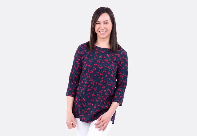 Bluse Schnittmuster dreiviertel Ärmel Kirschen Viskose Bluse Schnittmuster dreiviertel Ärmel Kirschen Viskose