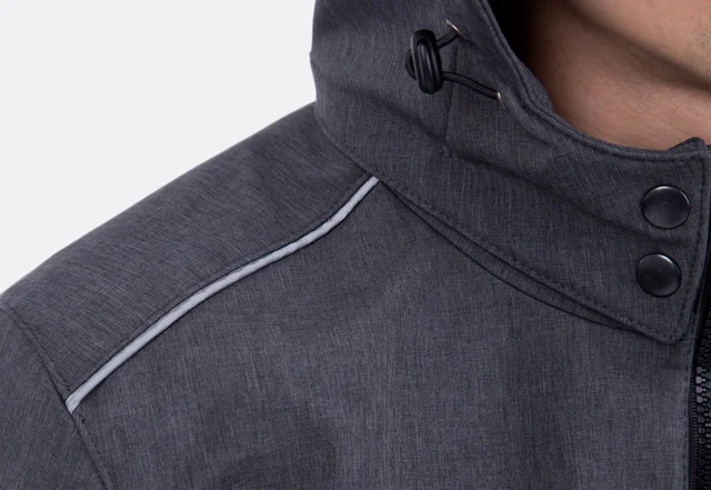Schnittmuster Softshelljacke Herren grau Schulterpasse Kordel