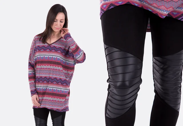 Schnittmuster Anleitung Bikerleggings Lederimitat Bieseneinsatz