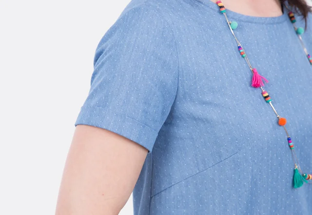 Schnittmuster Jeanskleid Kurzarm Brustabnaeher