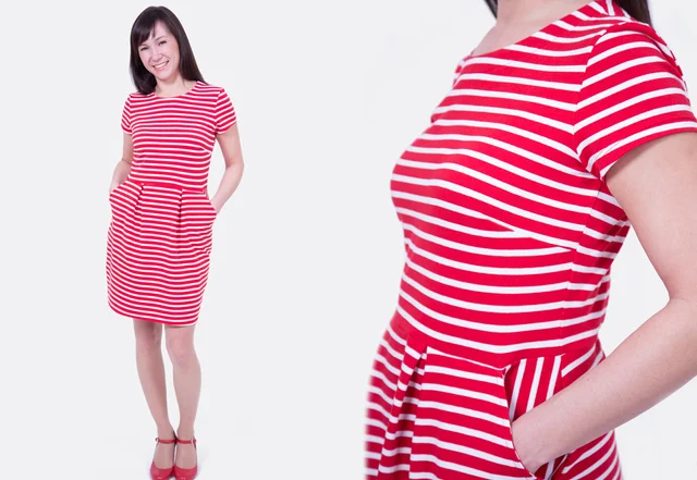 Schnittmuster Tulpenkleid Jersey Streifen DIY