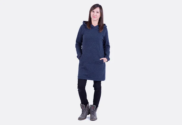 Hoodie Sweatkleid mit Taschen Schnittmuster Hoodie Sweatkleid mit Taschen Schnittmuster