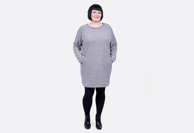 Schnittmuster Kleid mit Streifenstoff Anleitung