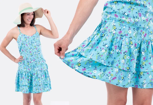Schnittmuster Sommerkleid aus Webware mit Stufenrock selber nähen Schnittmuster Sommerkleid aus Webware mit Stufenrock selber nähen