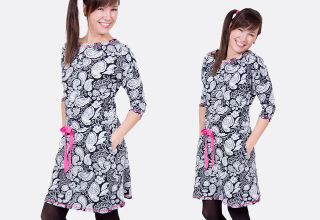 Schnittmuster Sweatkleid Paisley Stoffe-Muster nähen Schnittmuster Sweatkleid Paisley Stoffe-Muster nähen