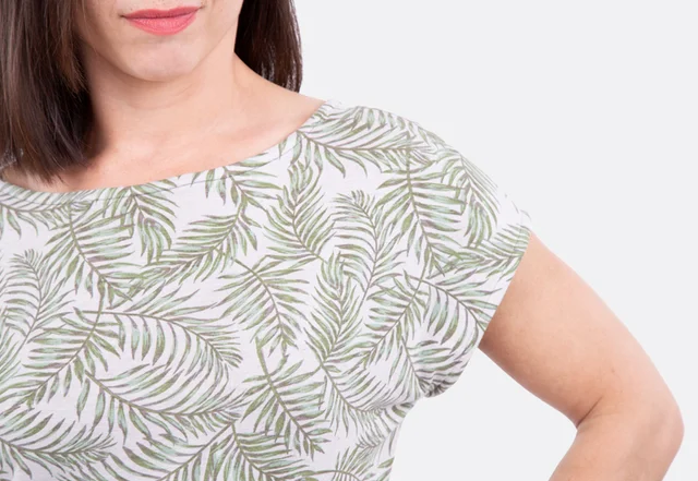 Anleitung Shirt Sommer Palmenjersey Ärmelausschnitt