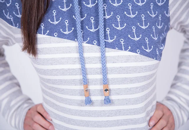 Nähanleitung Damen Hoodie Anker Teilung schräg selber machen