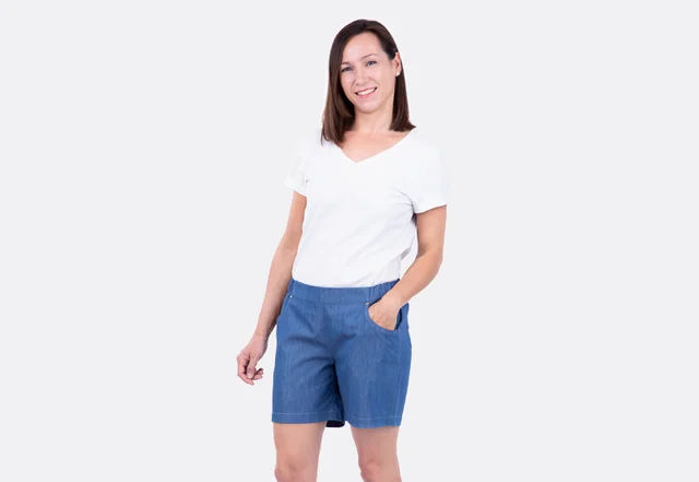 Schnittmuster DIY Anleitung Sommershorts Jeanslook