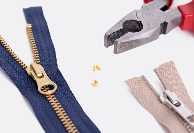 Anleitung Reißverschluss kürzen Endstück Gold