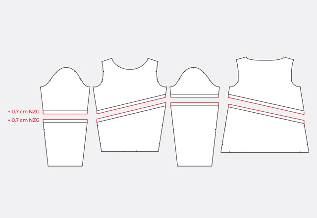 Schnittmuster Hoodie Teilungsnähte Schritt 2