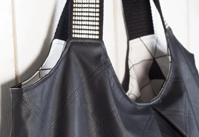 Schnittmuster Beuteltasche Kunstleder Absteppung Gurtband