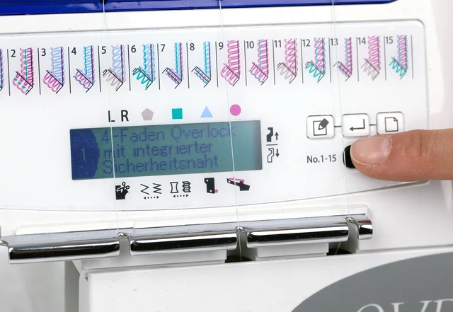 Jersey nähen mit Overlock-Maschine JUKI MO-2000 Display Einstellungen Jersey nähen mit Overlock-Maschine JUKI MO-2000 Display Einstellungen
