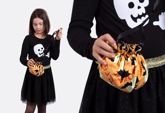 gratis Schnittmuster Pompadour-Beutel Halloween Tasche