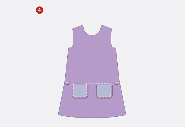 Tasche auf Kleid nähen Nahtzugabe versäubern Tasche auf Kleid nähen Nahtzugabe versäubern