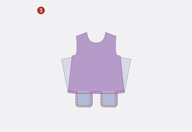 Tasche auf Kleid nähen Ober-Rockteil zusammennähen