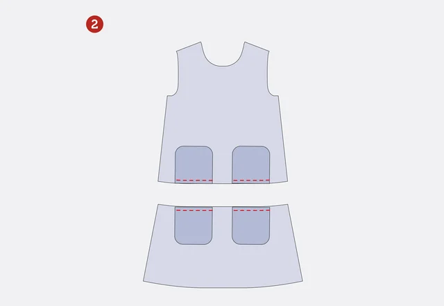 Tasche auf Kleid nähen Taschenbeutel annähen Tasche auf Kleid nähen Taschenbeutel annähen