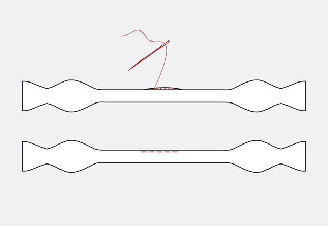 Nähanleitung Fliege nähen Wendeöffnung mit Leiterstich schließen