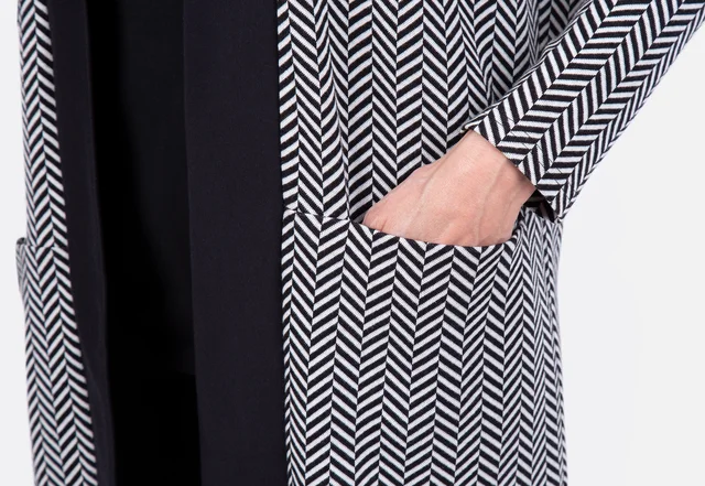 Schnittmuster Cardigan Seitentaschen Fischgrat-Muster