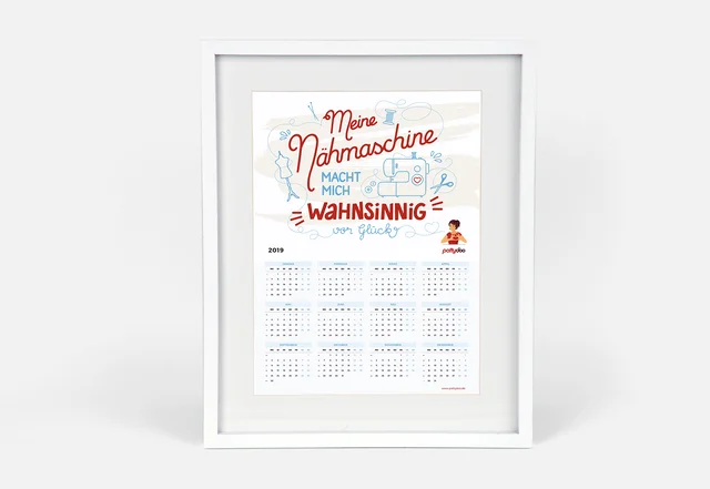 pattydoo Nähkalender 2019 im Rahmen