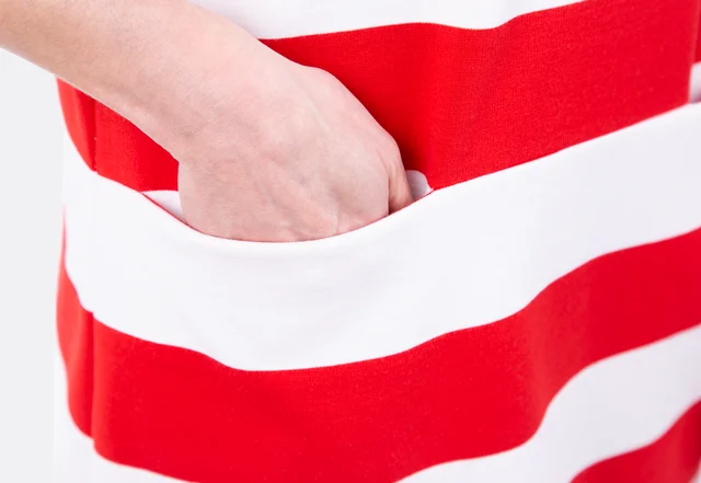 Schnittmuster A-Linienkleid Blockstreifen Eingriffstaschen nähen